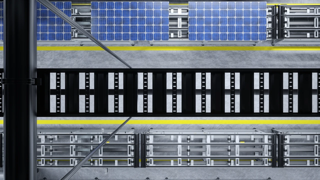Automatyczna linia produkcyjna z panelami fotowoltaicznymi – etap montażu modułów PV